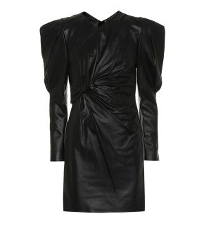 esprit lederkleid schwarz