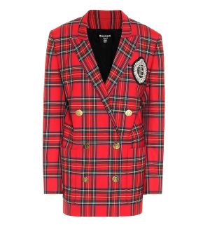 red tartan blazer