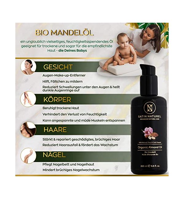 Mamado 100% Reines Mandelöl – 200 Ml – Für Haut & Haar