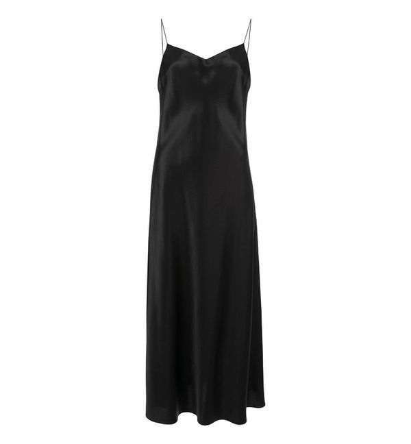 Langes Slip Dress aus Samt mit Schmuckstein Details main image 1
